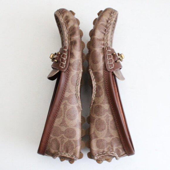 COACH Women's Signature Leather Crosby Driver Brown Tan Turn- Lock Loafers 7.5 - Picture 5 of 8